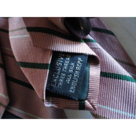 Vintage Men’s JR Logo Tie Whalings Men's Store Detroit Striped Pink Beige - Picture 3 of 4